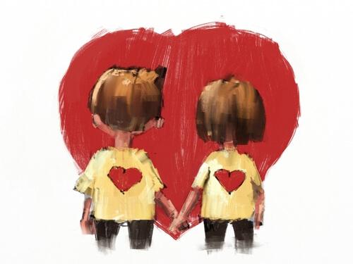 Verliefd stel hand in hand