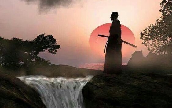 Samoerai en waterval