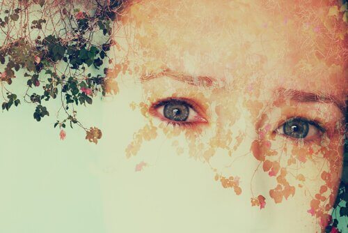 Schilderij van half gezicht