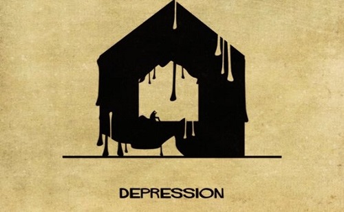 Depressie voorgesteld als een huis
