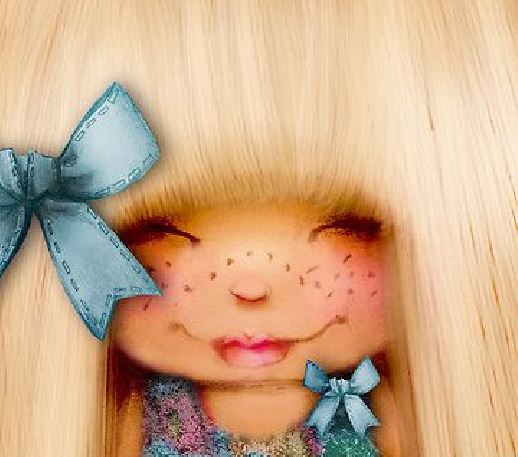 Blond meisje met blauwe strik