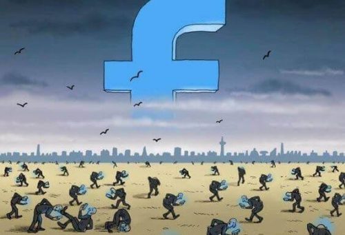 Mensen die zwoegen voor Facebook