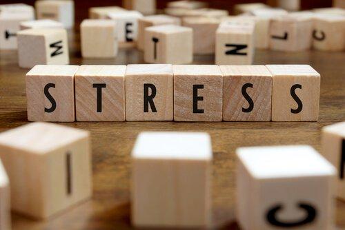 Blokken spellen het woord stress