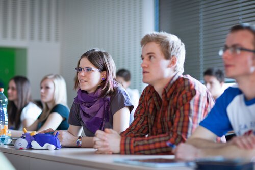 Studenten in de les