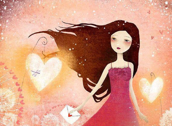 Vrouw met liefdesbrief in haar hand