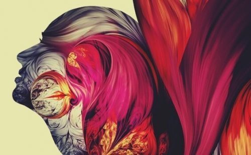 Persoon gevuld met kleuren