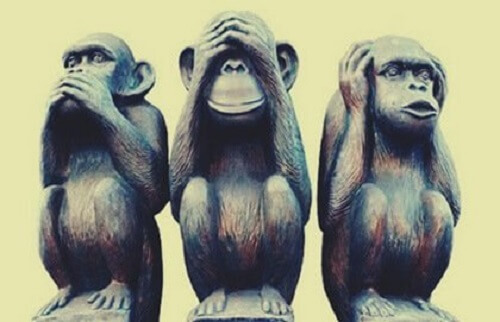 De metafoor van de drie wijze aapjes, een richtlijn voor een gelukkig leven