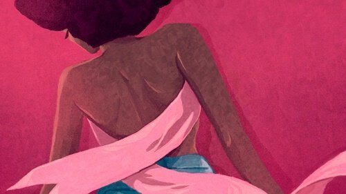 Vrouw met borstkanker lint