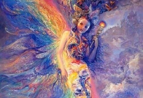 Fee met caduceus in handen