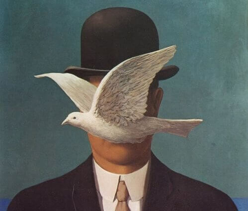 Schilderij van man met duif