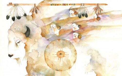 Schillderij van een witte buffel