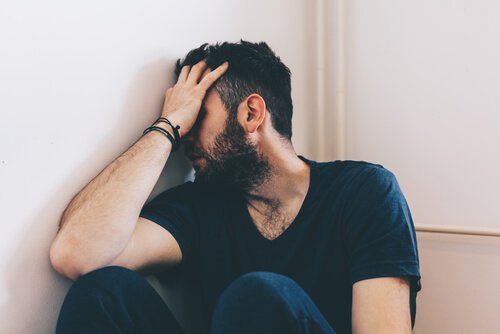 Depressieve en droevige man