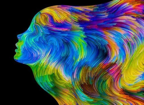 Vrouwelijk silhouet in kleur