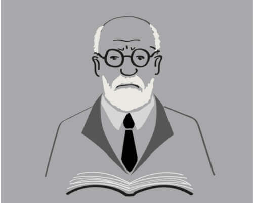 Sigmund Freud met een boek