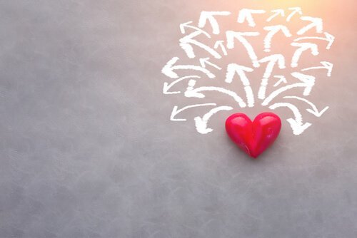 Hartje waar pijltjes uit komen