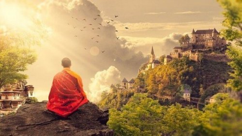 Boeddhistische monnik die mediteert