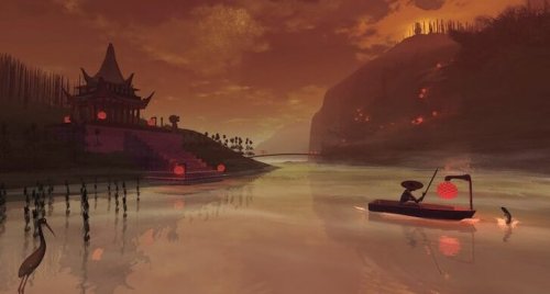 bosgeesten bootje in de nacht