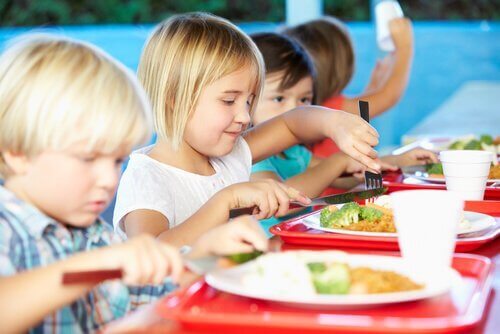 De gezonde maaltijden van schoolkantines
