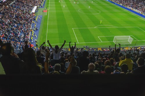 Foto van een voetbalwedstrijd