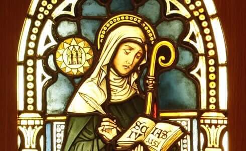 Heilige vrouw met boek in haar hand