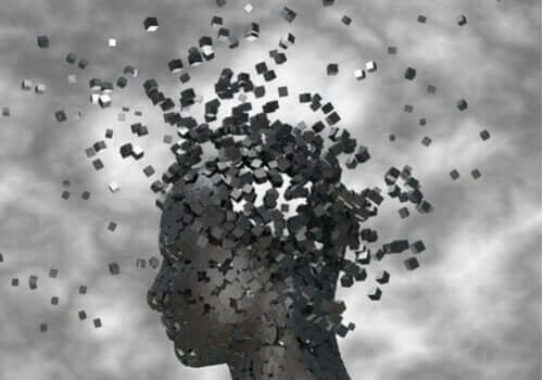 Een afbeelding van een hoofd dat uiteenbarst in kleine stukjes