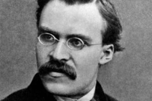 Een zwartwit afbeelding van Nietzsche