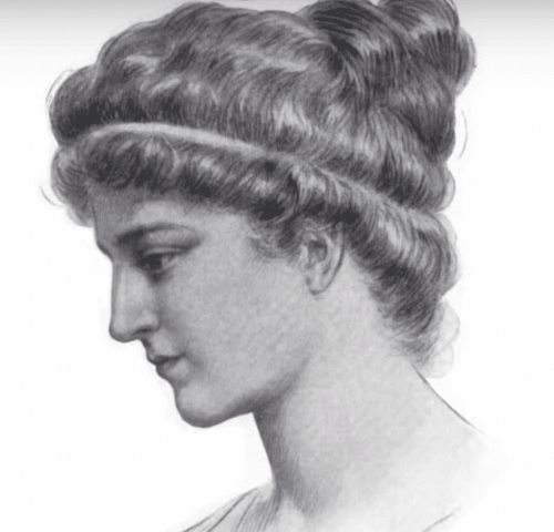 Een tekening van Hypatia