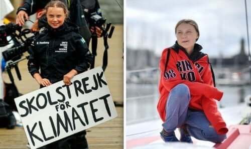 Greta Thunberg met een protestbord