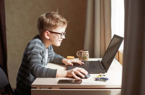 Jongen brengt veel tijd achter computer door