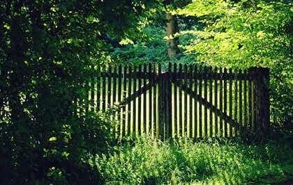 Een hek in een tuin