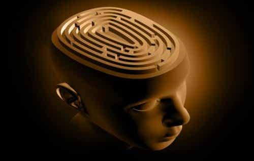 De hersenen afgebeeld als een doolhof op het hoofd van een persoon