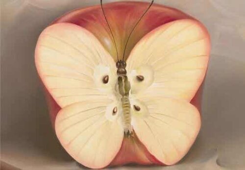 Appel in de vorm van een vlinder